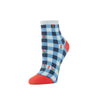 Zkano Ankle Medium Tulip Check - Organic Cotton Socks Anklet - Sky Blue organic-socks-made-in-usa
