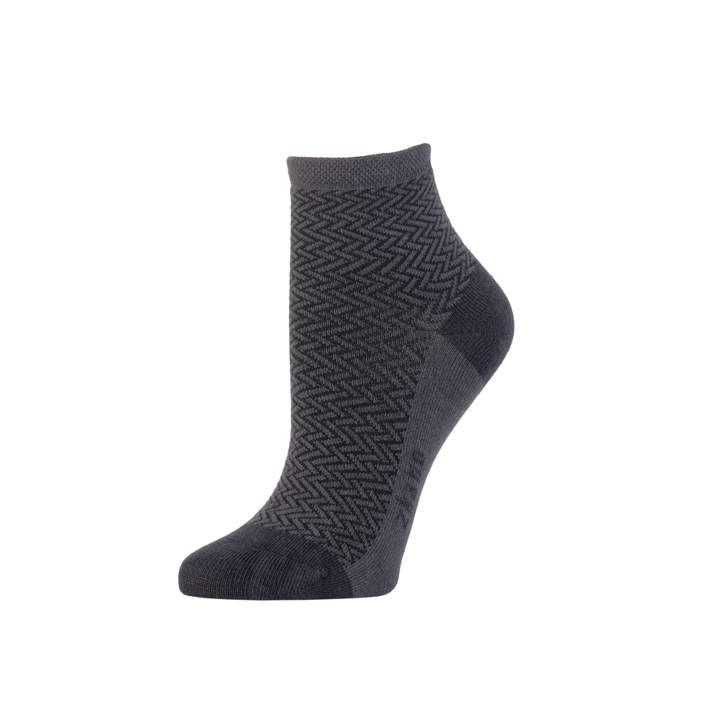 Zkano Ankle Medium Women's Zig Zag - Organic Cotton Socks Anklet - Black organic-socks-made-in-usa