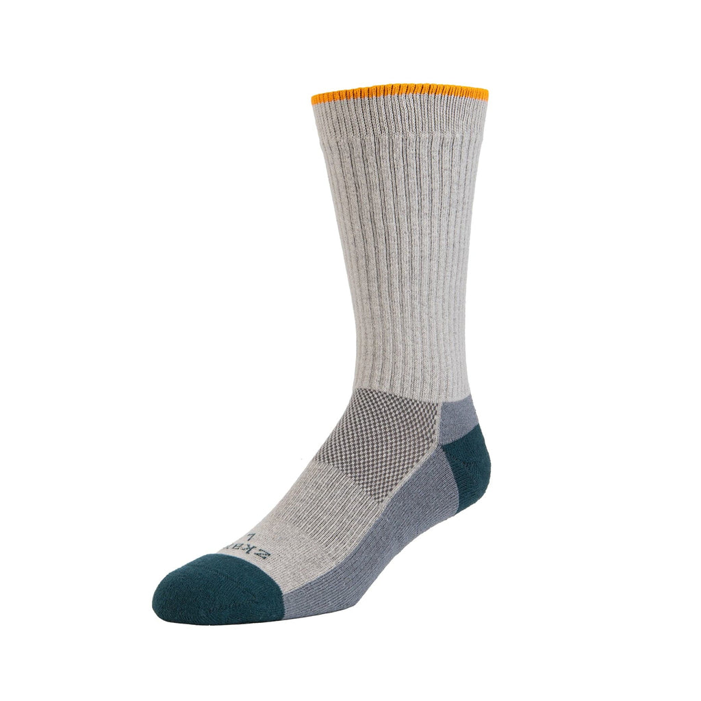 Zkano Basic & Sport Large (mens shoe size 8 - 12.5) Summit - Organic Cotton Cushioned Crew Socks - Heather organic-socks-made-in-usa