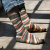 Zkano Crew Large Men's Organic Cotton Crew Socks - Arcade Stripe / Olive organic-socks-made-in-usa