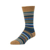 Zkano Crew Large Men's Organic Cotton Crew Socks - Cabin Stripe / Bronze Brown organic-socks-made-in-usa