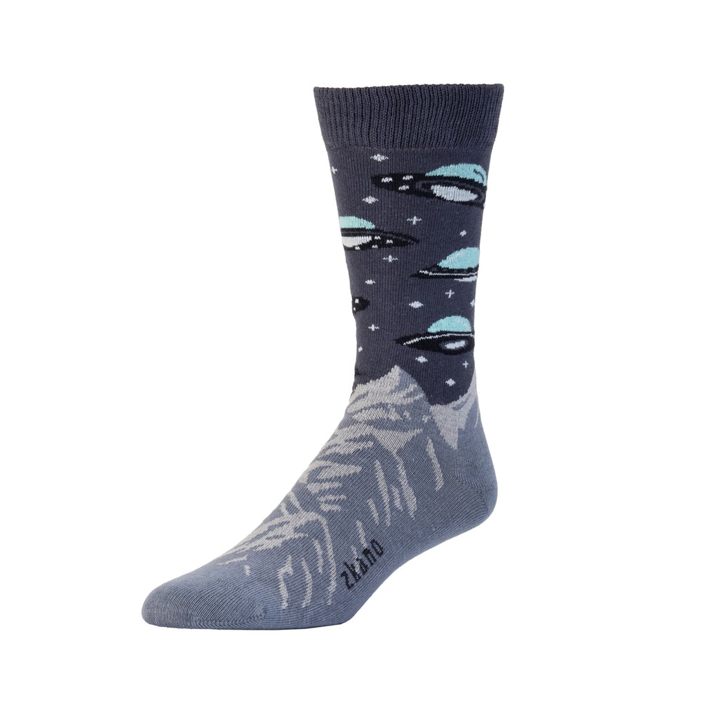 Zkano Crew Large Men's Organic Cotton Crew Socks - Frequent Flyer / Cosmos Grey organic-socks-made-in-usa