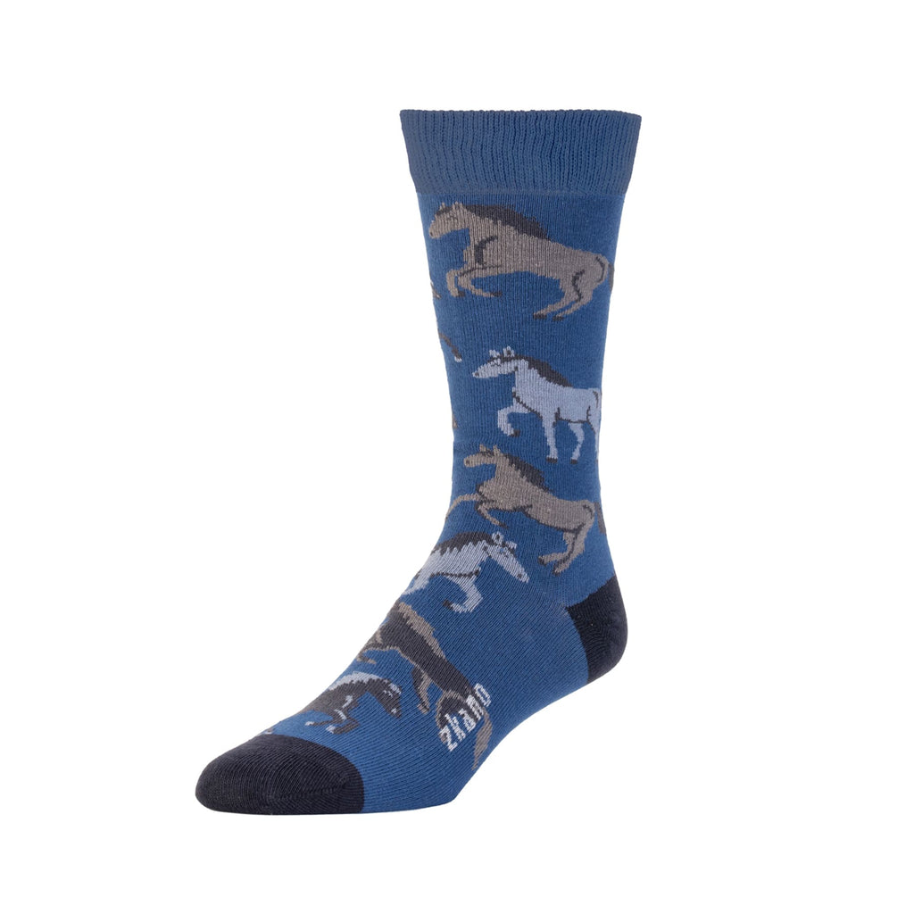 Zkano Crew Large Men's Organic Cotton Crew Socks - Stampede / Navy organic-socks-made-in-usa