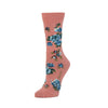 Zkano Crew Medium Cottage Roses - Organic Cotton Socks Crew - Blush organic-socks-made-in-usa