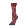 Zkano Crew Medium Women's Bandana - Organic Cotton Socks Crew - Oxblood organic-socks-made-in-usa