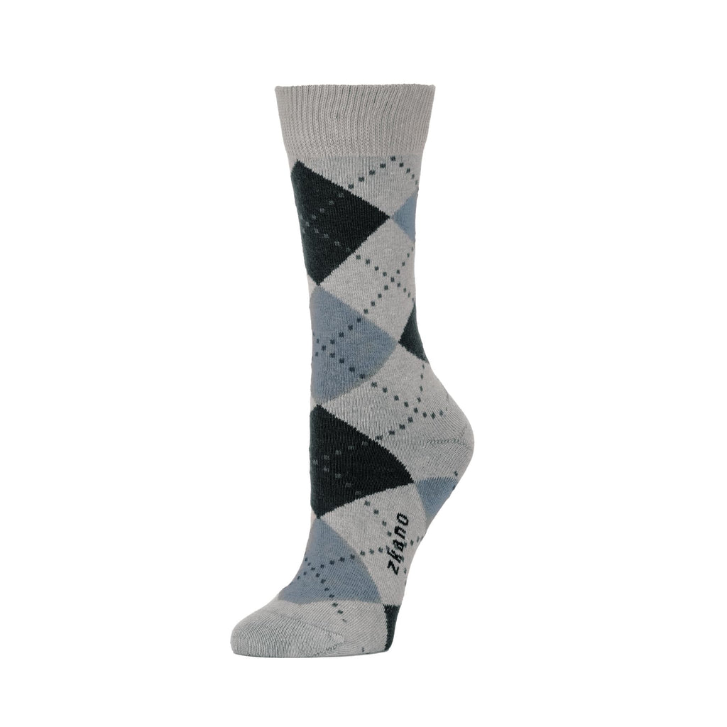Zkano Crew Medium Women's Classic Argyle - Organic Cotton Socks Crew - Heather organic-socks-made-in-usa