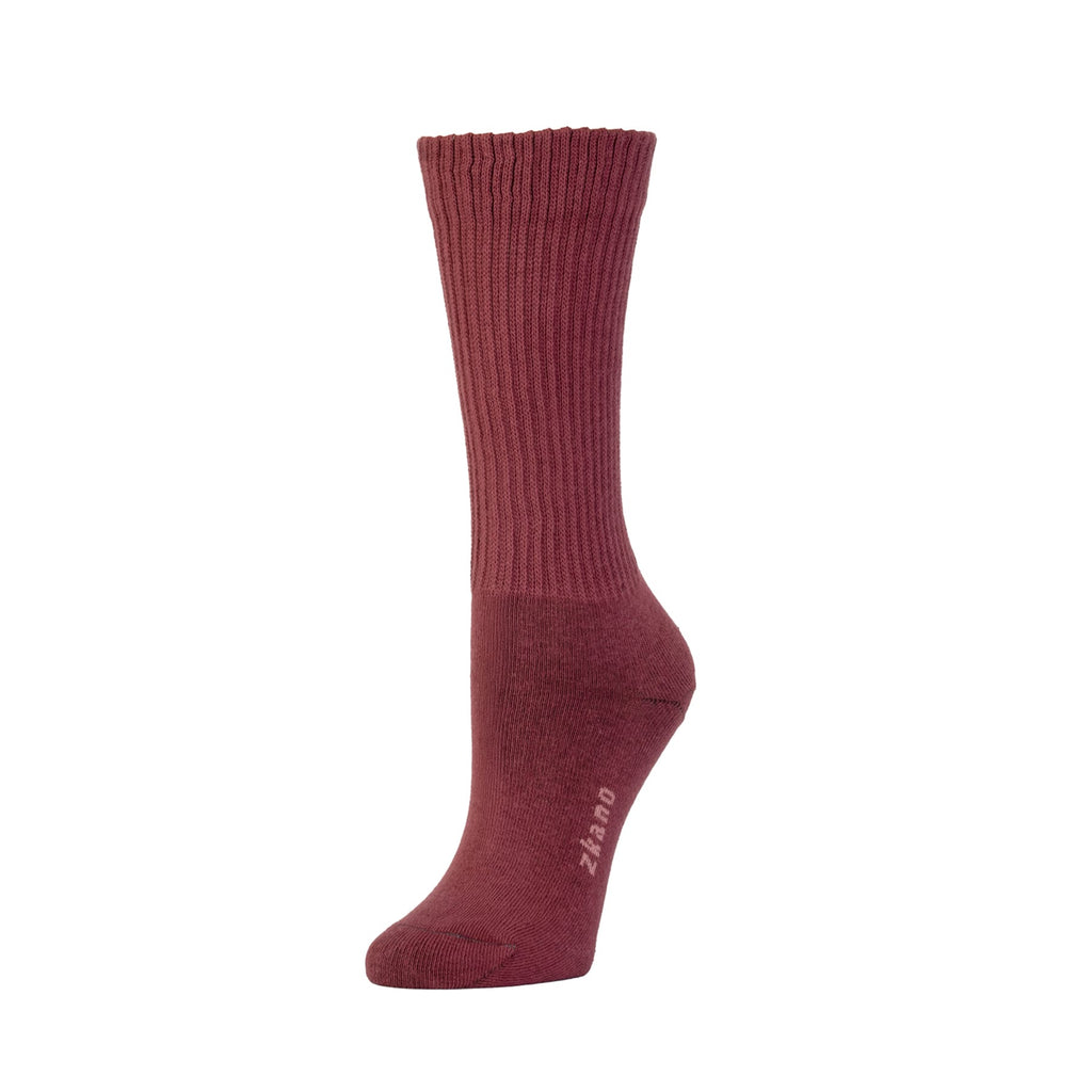 Zkano Crew Medium Women's Rib Knit - Organic Cotton Socks Crew - Oxblood organic-socks-made-in-usa