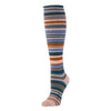 Zkano Knee High Medium Women's Variegated Stripe - Organic Cotton Socks Knee High Roll Top - Antique Pink organic-socks-made-in-usa