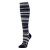 Zkano Knee High Medium Women's Variegated Stripe - Organic Cotton Socks Knee High Roll Top - Charcoal organic-socks-made-in-usa